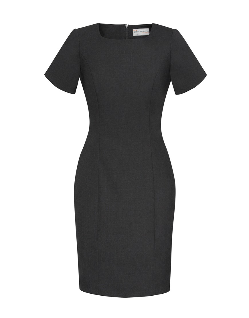 Ladies Short Sleeve Shift Dress in Comfort Wool Stretch