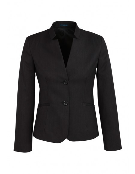 Ladies Short Jacket with Reverse Lapel in Plain Suiting