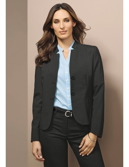 Short Jacket with Reverse Lapel in Wool Suiting