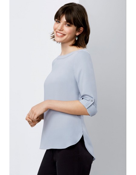 Madison Boat-Neck Blouse silver mist